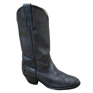 Vtg 1980s Frye Men Western Cowboy Boot Charcoal Gray Leather Sz 10.5 D MADE USA